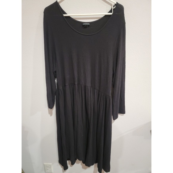 Torrid Size 2 2X Black Midi Lightweight Sweater Dress Long Sleeve Fit & Flare - Picture 1 of 7